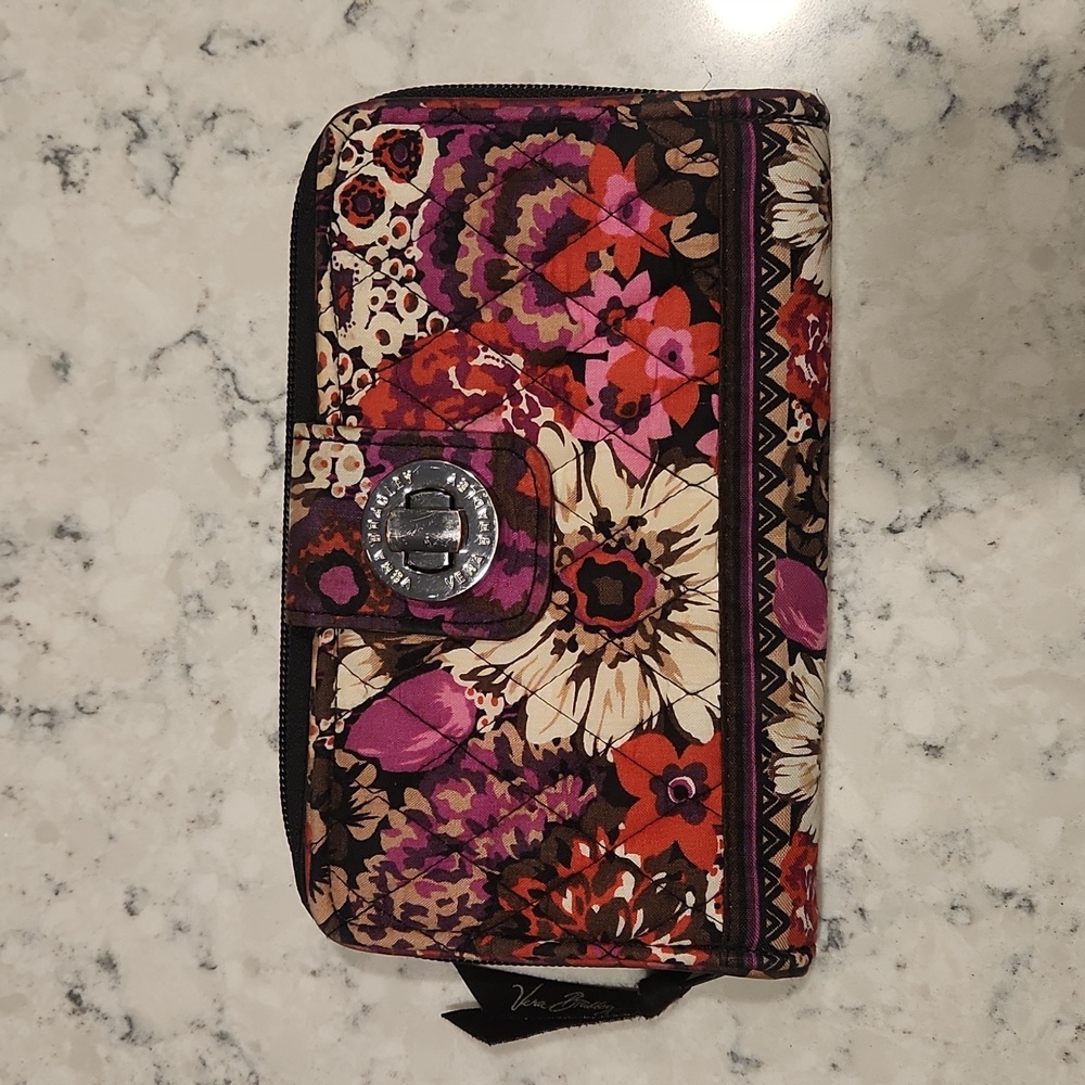 Vera Bradley Cotton Turnlock Wallet Rosewood